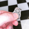 Cushion Cut White Sapphire Halo Pave Engagement Ring