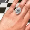 5ct Oval Cut White Sapphire Under Halo Engagement Ring