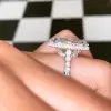 5ct Oval Cut White Sapphire Under Halo Engagement Ring