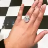 5ct Oval Cut White Sapphire Under Halo Engagement Ring