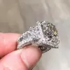 9.5ct Cushion Cut White Sapphire Bold Engagement Ring