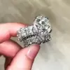 5ct Round Cut White Sapphire 2pcs Bridal Set