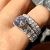 5ct Round Cut White Sapphire 2pcs Bridal Set