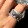 5ct Round Cut White Sapphire 2pcs Bridal Set