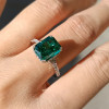 4ct Radiant Cut Green Sapphire Engagement Ring