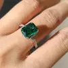 4ct Radiant Cut Green Sapphire Engagement Ring