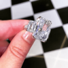 Radiant Cut White Sapphire Pave Three Stone Engagement Ring