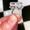 Radiant Cut White Sapphire Pave Three Stone Engagement Ring