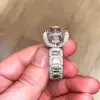 Radiant Cut Pave Eternity Band White Sapphire Massive Engagement Ring