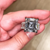 Radiant Cut Pave Eternity Band White Sapphire Massive Engagement Ring