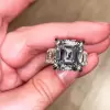 Radiant Cut Pave Eternity Band White Sapphire Massive Engagement Ring
