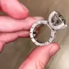 Radiant Cut Pave Eternity Band White Sapphire Massive Engagement Ring