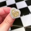 4.2ct Heart Cut Yellow Sapphire Halo Vintage Engagement Ring