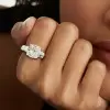 3ct Cushion Cut White Sapphire Engagement Ring