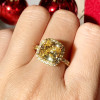 5ct Cushion Cut Yellow Sapphire Halo Ring