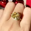 5ct Cushion Cut Yellow Sapphire Halo Ring