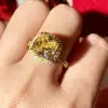 5ct Cushion Cut Yellow Sapphire Halo Ring