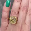 5ct Cushion Cut Yellow Sapphire Halo Ring