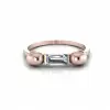 Baguette Cut White Sapphire Unique Skull Rose Gold Stackable Ring