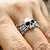 Skull With Wings 925 Sterling Silver Engagement Ring For Men