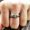 Unique Gothic Skull Black Gold Silver Band For Men