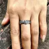 Unique Gothic Skull Black Gold Silver Band For Men