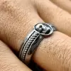 Unique Gothic Skull Black Gold Silver Band For Men