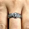 Unique Gothic Skull Black Gold Silver Band For Men