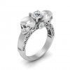 Round Cut 0.75ct Sterling Silver Skull Engagement Ring