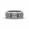 Gothic Spooky Skull Ruby Wedding Band