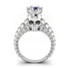 Round Cut 1.3ct White Sapphire Spine Bones Shank Skull With Crown Ring
