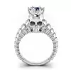Round Cut 1.3ct White Sapphire Spine Bones Shank Skull With Crown Ring