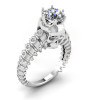 Round Cut 1.3ct White Sapphire Spine Bones Shank Skull With Crown Ring