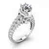 Round Cut 1.3ct White Sapphire Spine Bones Shank Skull With Crown Ring