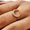 Minimalist Stackable Yellow Gold Moon Ring