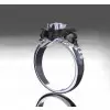 Moonlight White/Black Gold Bat and Skull Engagement Ring