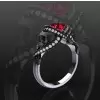 Round Cut Ruby Halo Skull White/Black Gold Skull Engagement Ring