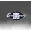Moonlight White/Black Gold Bat and Skull Engagement Ring