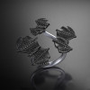 Sterling Silver Halloween Black Bat Ring