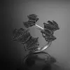Sterling Silver Halloween Black Bat Ring