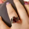 Halloween Coffin Cut 3ct Ruby  Floral Roses Ring