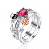 Ruby Heart Skull Ring Set/2pcs