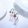Ruby Heart Skull Ring Set/2pcs