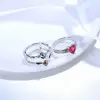 Ruby Heart Skull Ring Set/2pcs