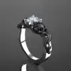 Round Cut 1ct White Sapphire Underworld Skull Engagement Ring