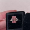5ct Three-stone Fancy Pink Emerald Cut Lab-created Gemstone Ring