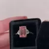 5ct Three-stone Fancy Pink Emerald Cut Lab-created Gemstone Ring