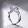 Round Cut White Sapphire 1ct Two-Tone Skull Ring