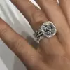7ct Cushion Cut White Sapphire 3pcs Bridal Set