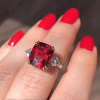 4.5ct Three-Stone Cushion Cut Ruby Engagement Ring